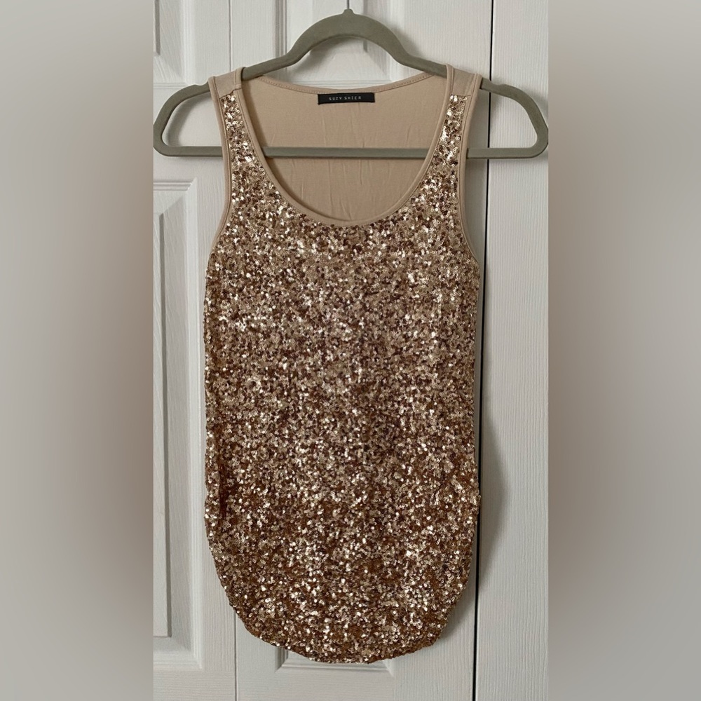 SUZY SHIER women’s gold sequin top x-small